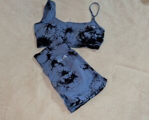 Blue and Black Tie-Dye Activewear Set